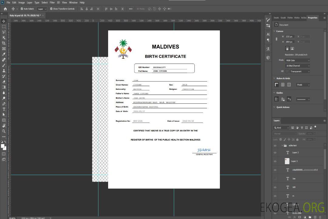 Modèle Word et PDF d'acte de naissance aux Maldives template Modèle Word et PDF d'acte de naissance aux Maldives template